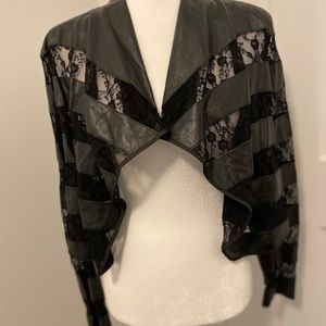 NWOT Faux leather and lace evening jacket